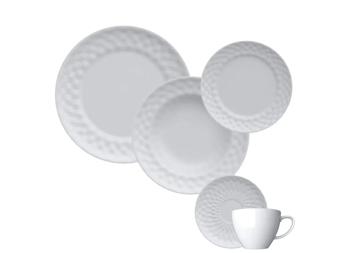 Aparelho de Jantar e Chá 30 Peças Porcelana Branca Plissan Germer - GMR 060 — imagem 2