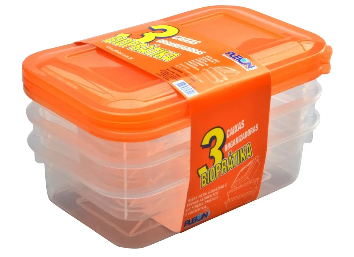 Conjunto de Potes Plásticos com Tampa (3 Peças) Pleion - PLE 022 — imagem 2