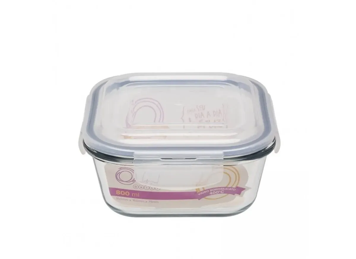 Pote Vidro Borosilicato Quadrado 800 ml Com Tampa Hermética Oxford - OXF 553 — imagem 2