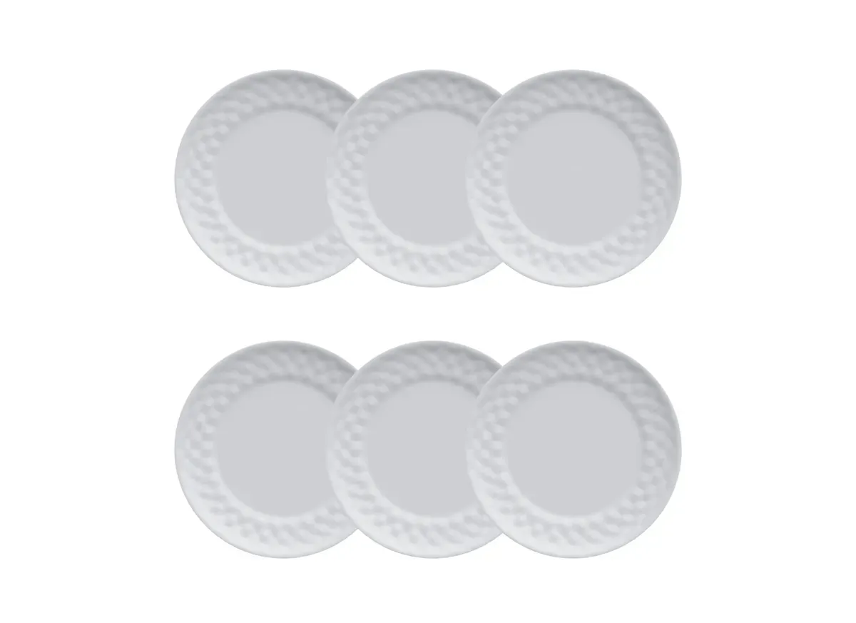 Conjunto de Pratos Sobremesa Porcelana 22 cm Branca (6 unidades) Plissan Germer - GMR 057 — imagem 2