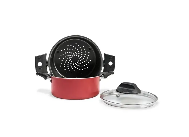 Cozi-Vapore Alumínio Antiaderente com Tampa 16 cm Vermelho Especiarias Brinox - BRI 423 — imagem 2