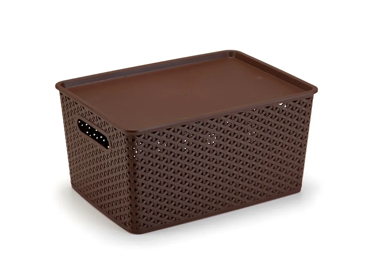 Cesta Organizadora Com Tampa G Rattan Café Plasnorthon - PLA 040 — imagem 2