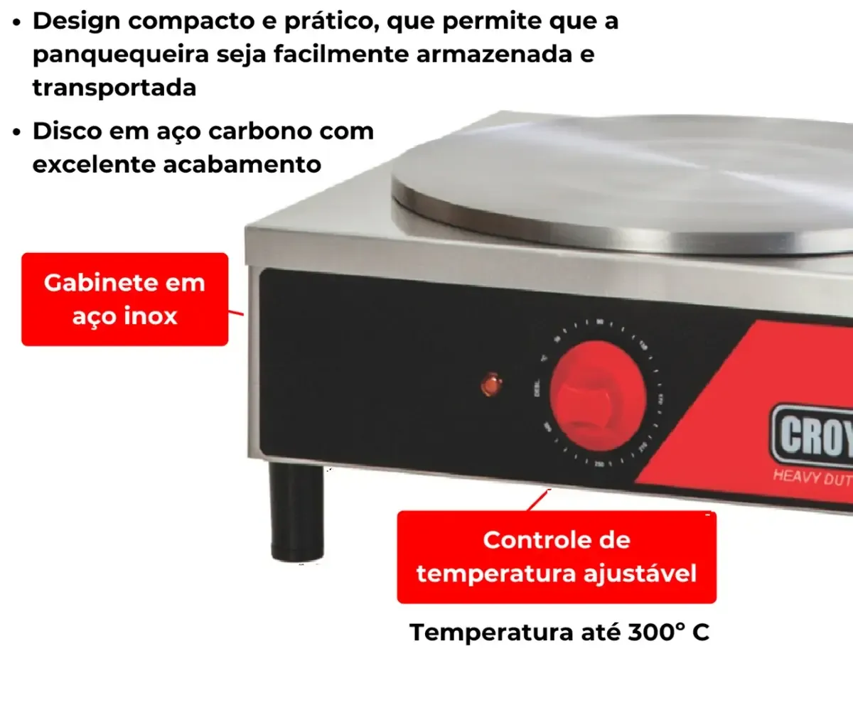 Panquequeira Elétrica Simples 1 Disco 37cm 220V MPES-2 - Croydon - 0CY 011 — imagem 4