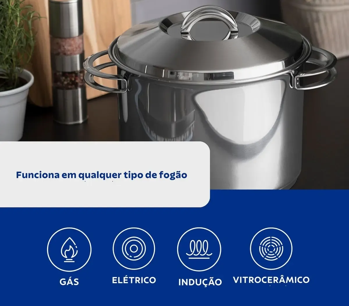 Caldeirão Aço Inox com Tampa 11,9 L Profissional Tramontina - TMT 938 — imagem 3
