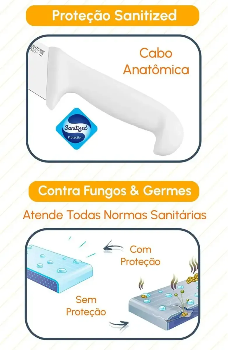 Faca de Açougueiro Profissional 12" Aço Inox e Cabo em Polipropileno - 5520-12 - Mundial - MND 012 — imagem 2