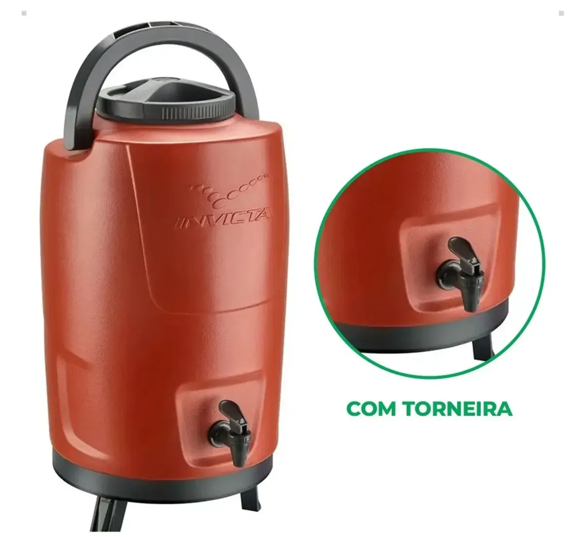 Botijão Térmico 12 L Vermelho Isotérmico Invicta - INV 021 — imagem 2
