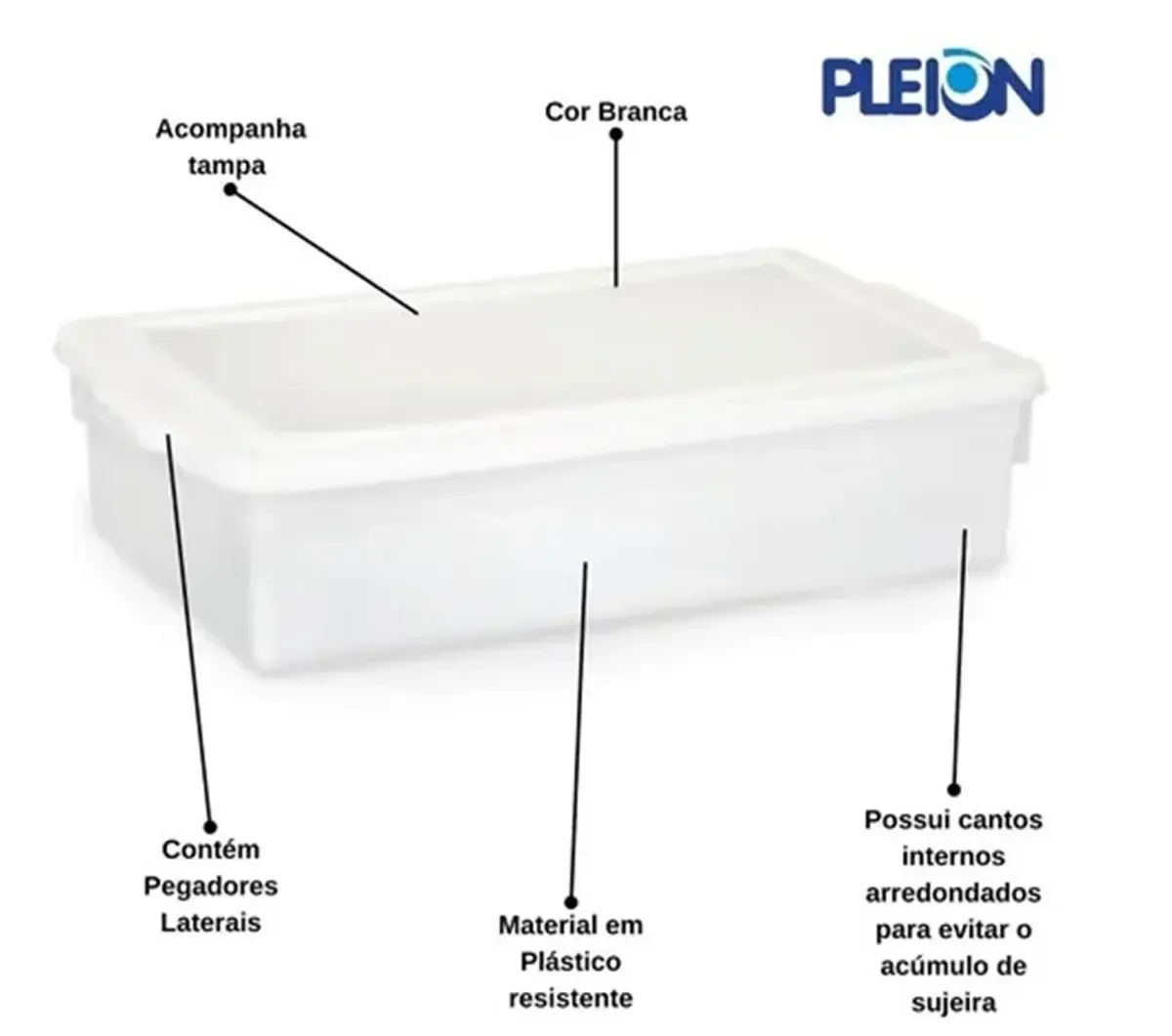 Caixa Organizadora Plástico com Tampa Branca 16,5 L Bioprátika Pleion - PLE 790 — imagem 3