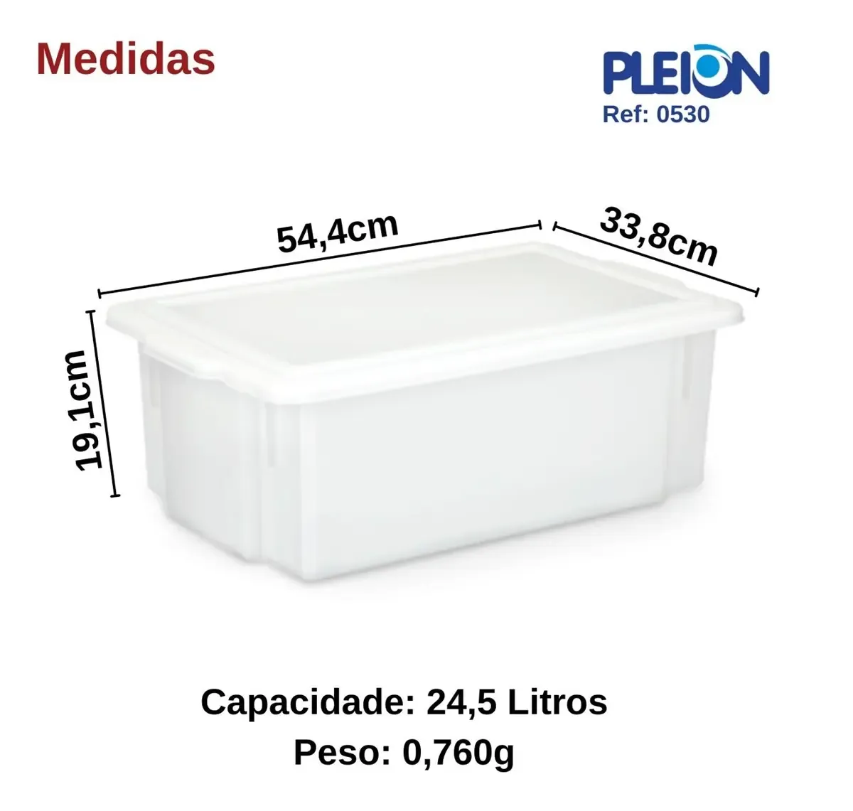 Caixa Organizadora Plástico com Tampa Branca 24,5 L Bioprátika Pleion - PLE 794 — imagem 2
