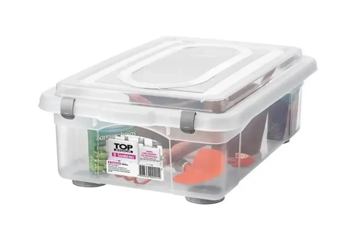 Caixa Organizadora Grande Plástico Transparente 28,2 L SanRemo - SAN 107 — imagem 3