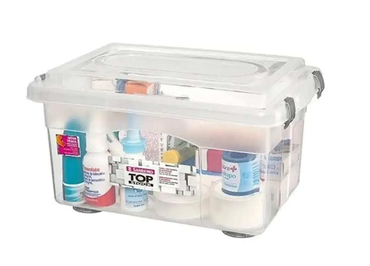 Caixa Organizadora Grande Plástico Transparente 56,1 L SanRemo - SAN 108 — imagem 3