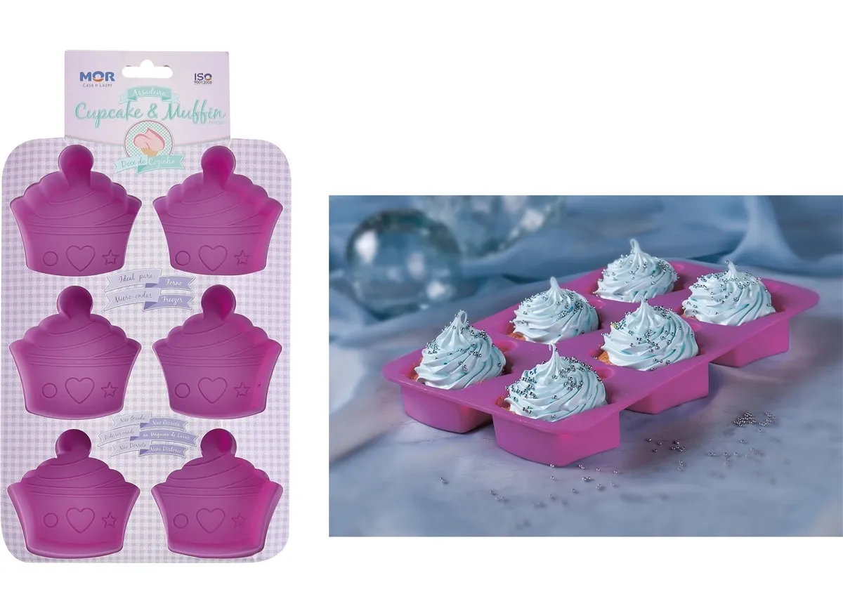 Assadeira Silicone para Cupcake/Muffin 6 Cavidades Lilás Bolinho Mor - OMM 047 — imagem 2