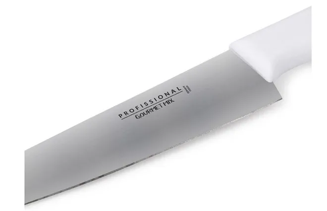 Faca Chef Aço Inox 10 Polegadas Cabo Branco Profissional Gourmet Mix - MMX 257 — imagem 2