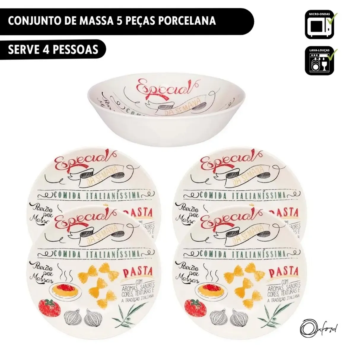 Conjunto para Massas Porcelana (5 Peças) Daily Oxford - OXF 355 — imagem 2