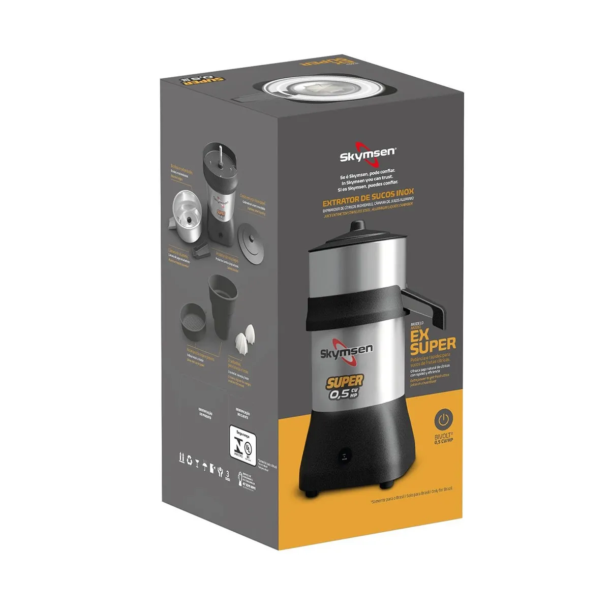 Extrator de Suco Aço Inox 0,5 CV Bivolt EX SUPER Skymsen - 0SN 873 — imagem 4