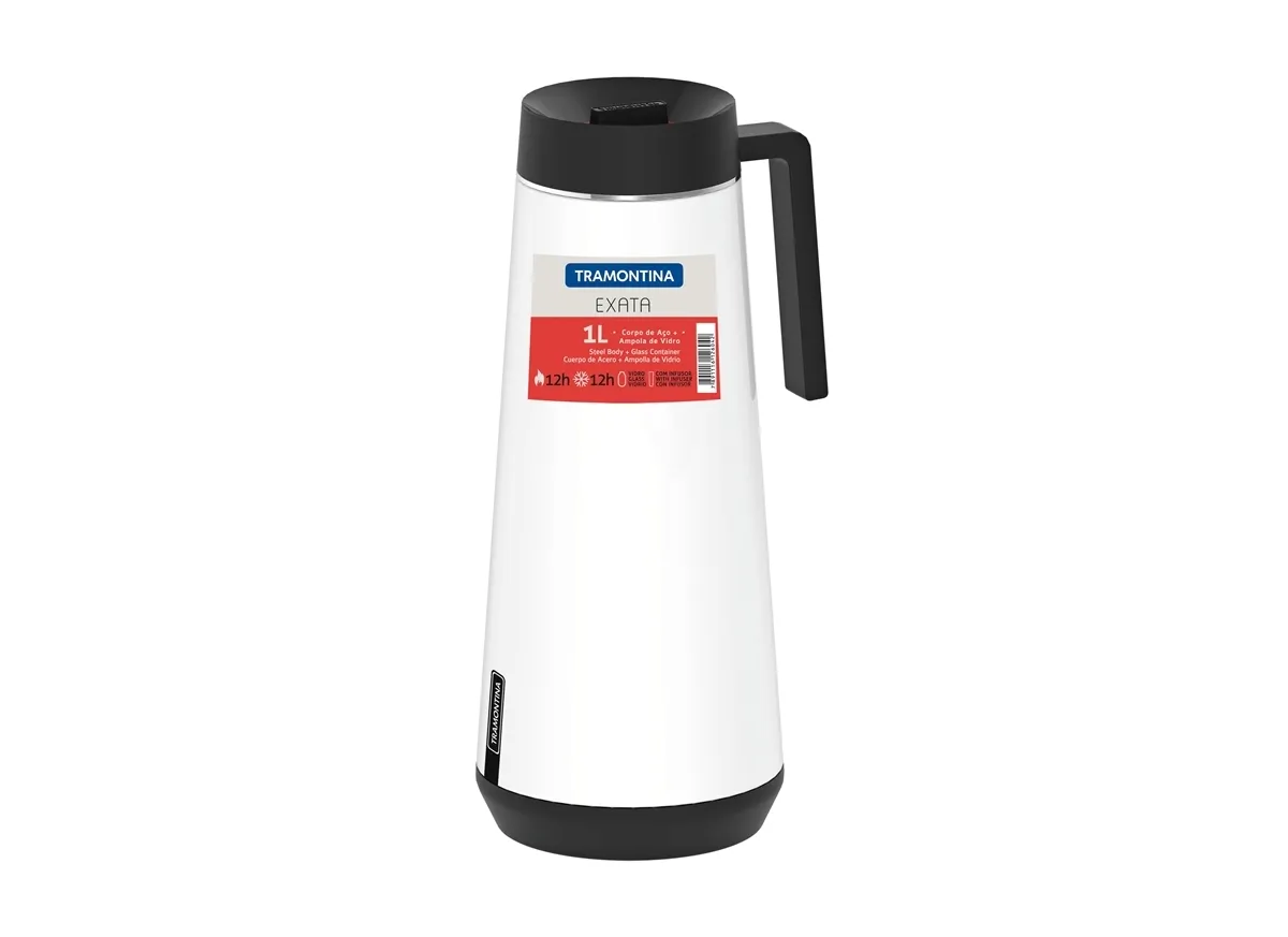 Bule Térmico Aço Inox com Infusor 1 L Branco Exata Tramontina - TRM 281 — imagem 2