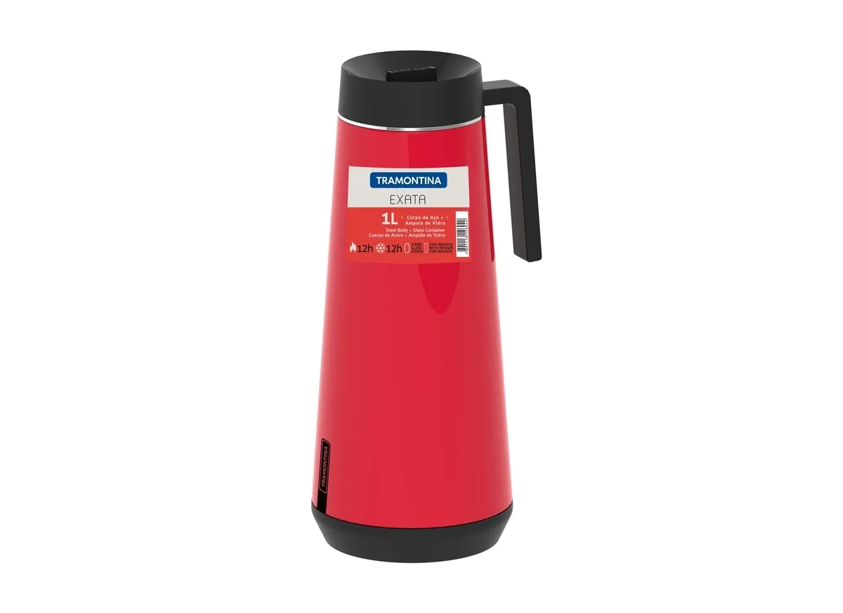 Bule Térmico Aço Inox com Infusor 1 L Vermelho Exata Tramontina - TRM 282 — imagem 2