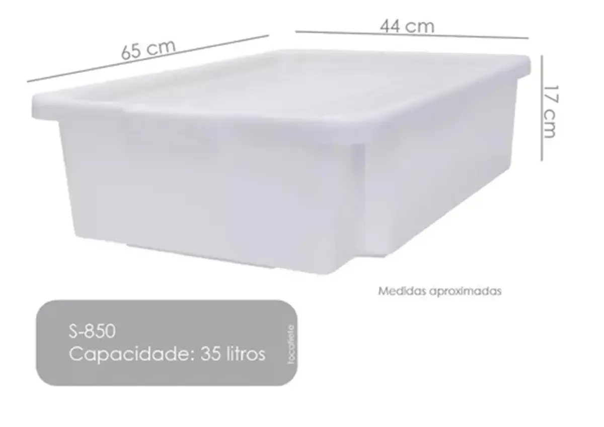 Caixa Organizadora Plástica 35l Sem Tampa Branca S850 - SUP 034 — imagem 2