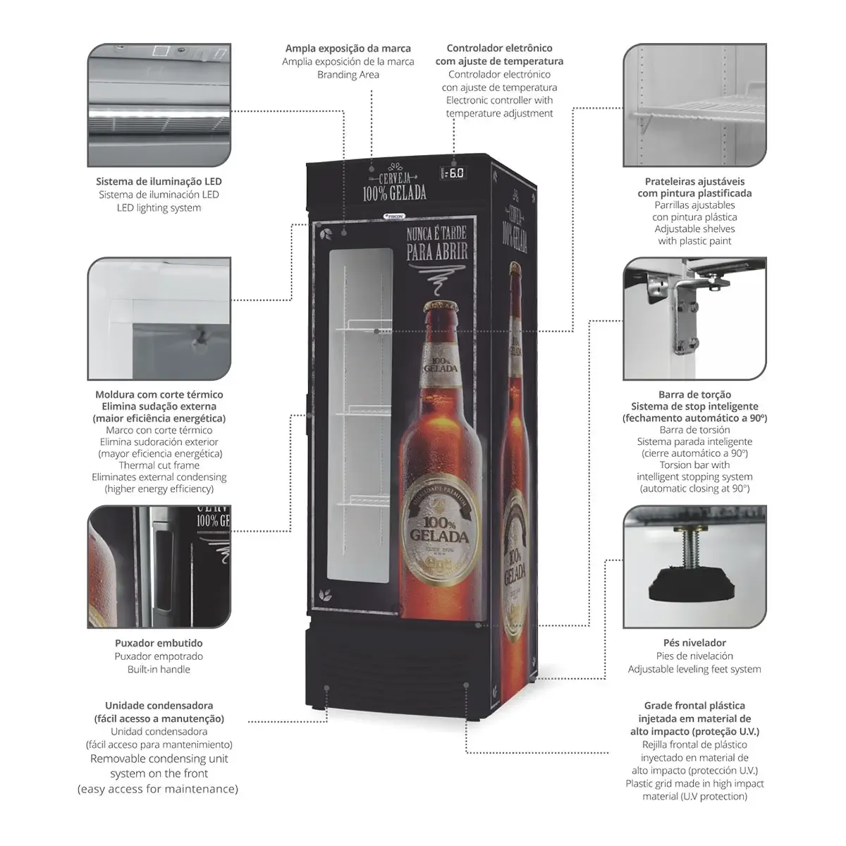 Cervejeira Vertical 1 Porta com Visor 565 L 220 V - VCFC565D IBV - Fricon - 0FN 040 — imagem 2