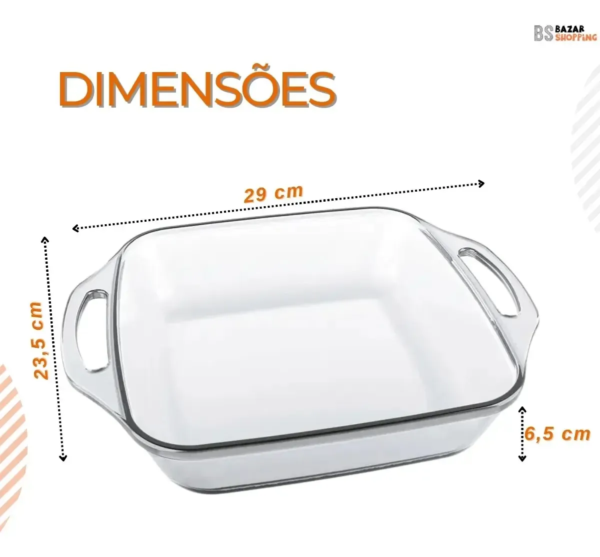 Assadeira Vidro 2,5L Seletta Quadrada Com Alça - Nadir - NAF 400 — imagem 3
