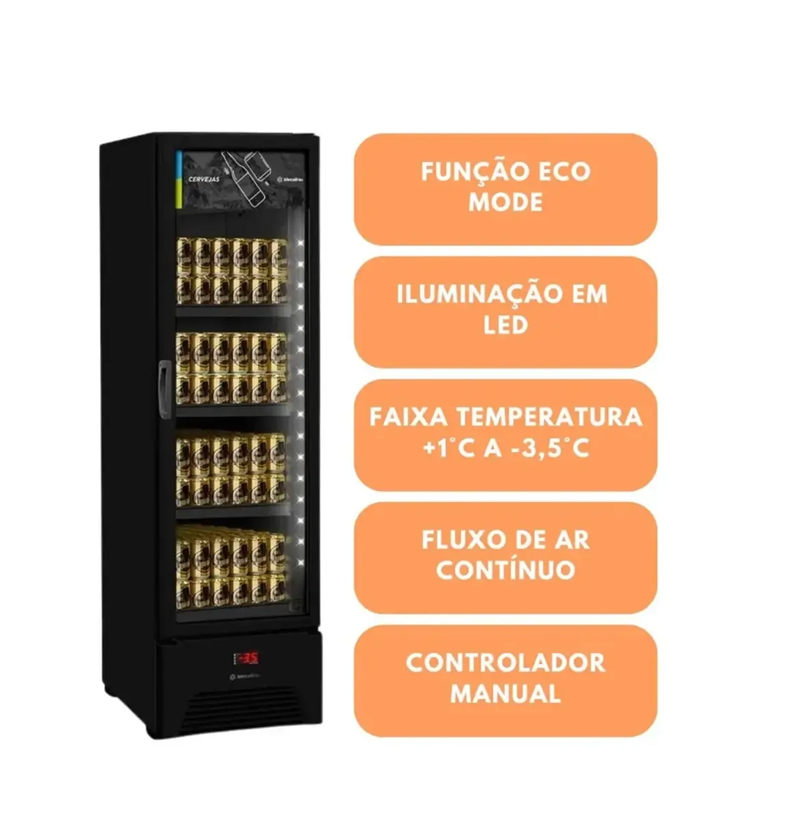 Cervejeira Vertical 337L 1Porta 127V Preta All Black Optima Led Slim VN28RHBD26 Metalfrio - 0MT 121 — imagem 3