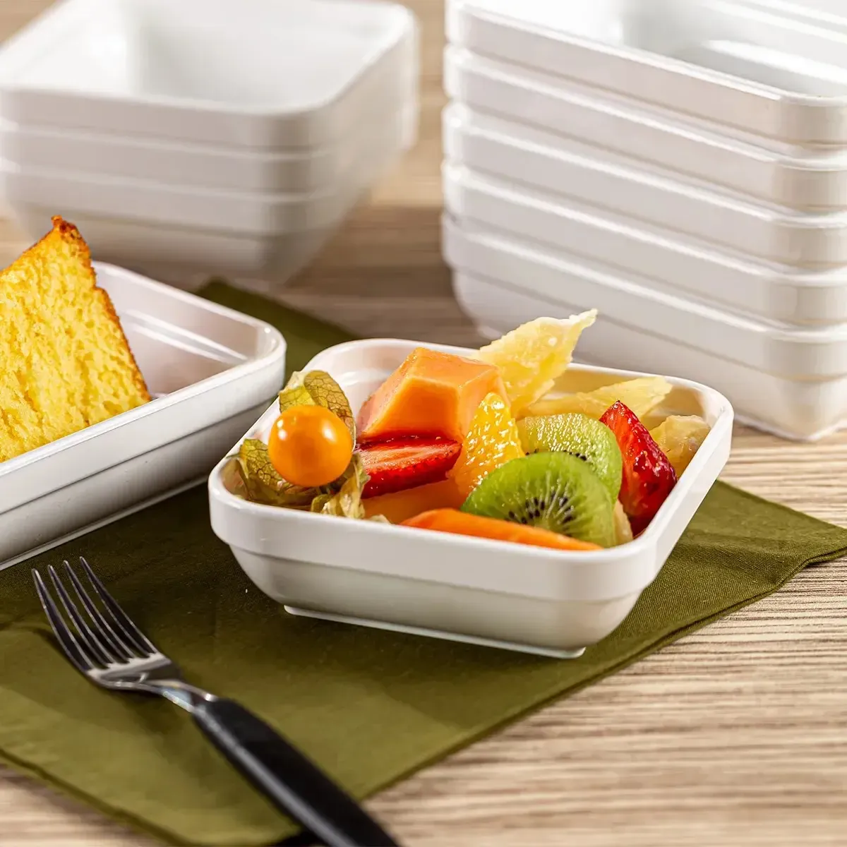 Travessa Quadrada Branca de Polipropileno 250ml Cheff Cook - Vemplast - VEM 232 — imagem 3