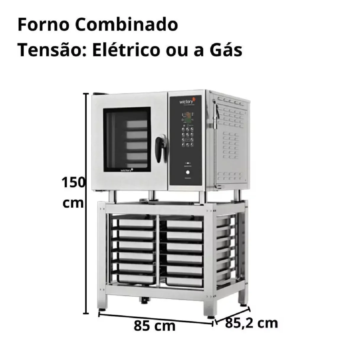 Forno Combinado Elétrico Ind 5 GNS 1/1 220V Trifásico Digital Com Cavalete WCAA-05E T C/C - Wictory - 0WC 040 — imagem 4