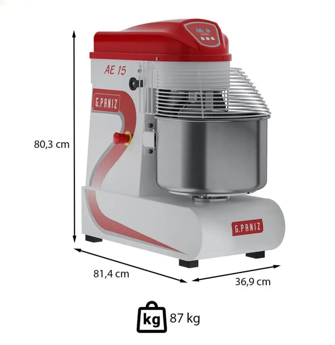Amassadeira Espiral Epoxi 15kg 220V 3 Velocidades 1,5cv AE15G2 - G.Paniz - 0GZ 040 — imagem 3