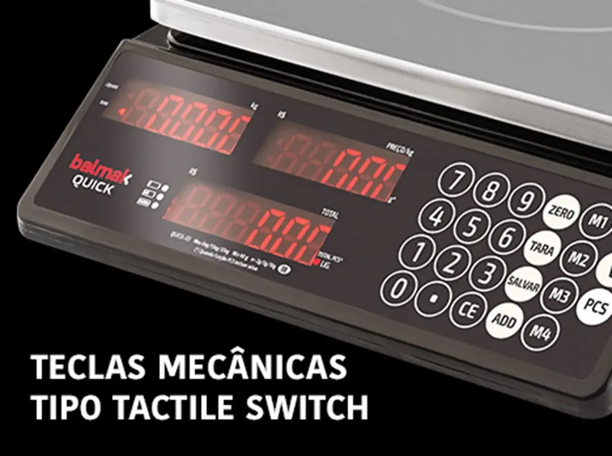 Balança Eletrônica Inox 6/15/33KG 2/5/10G 3 Funções C/Bateria QUICK33B - Balmak - 0BK 019 — imagem 2