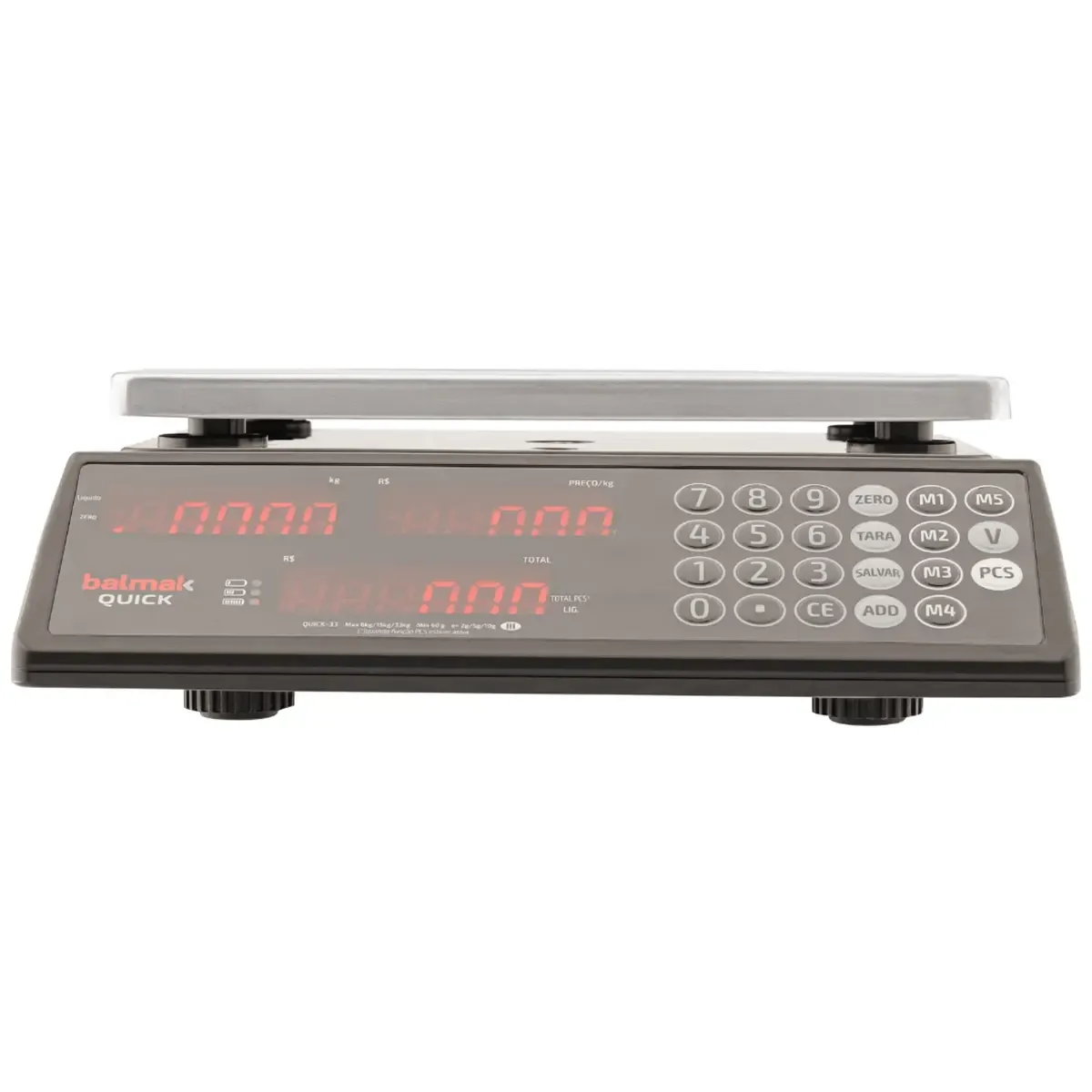 Balança Eletrônica Inox 6/15/33KG 2/5/10G 3 Funções C/Bateria QUICK33B - Balmak - 0BK 019 — imagem 4