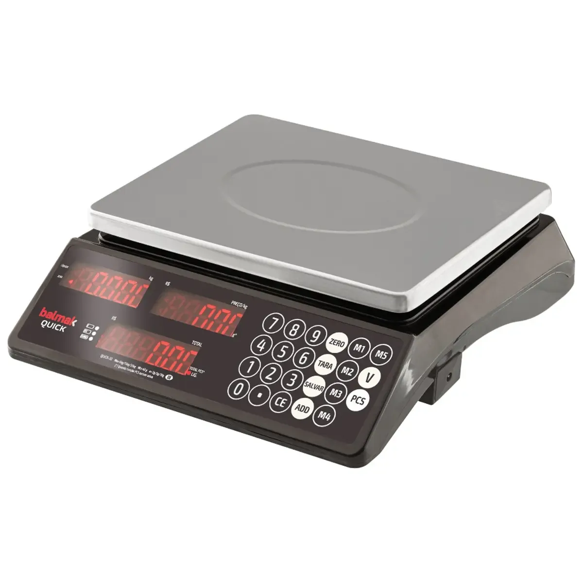 Balança Eletrônica Inox 6/15/33KG 2/5/10G 3 Funções C/Bateria QUICK33B - Balmak - 0BK 019 — imagem 5