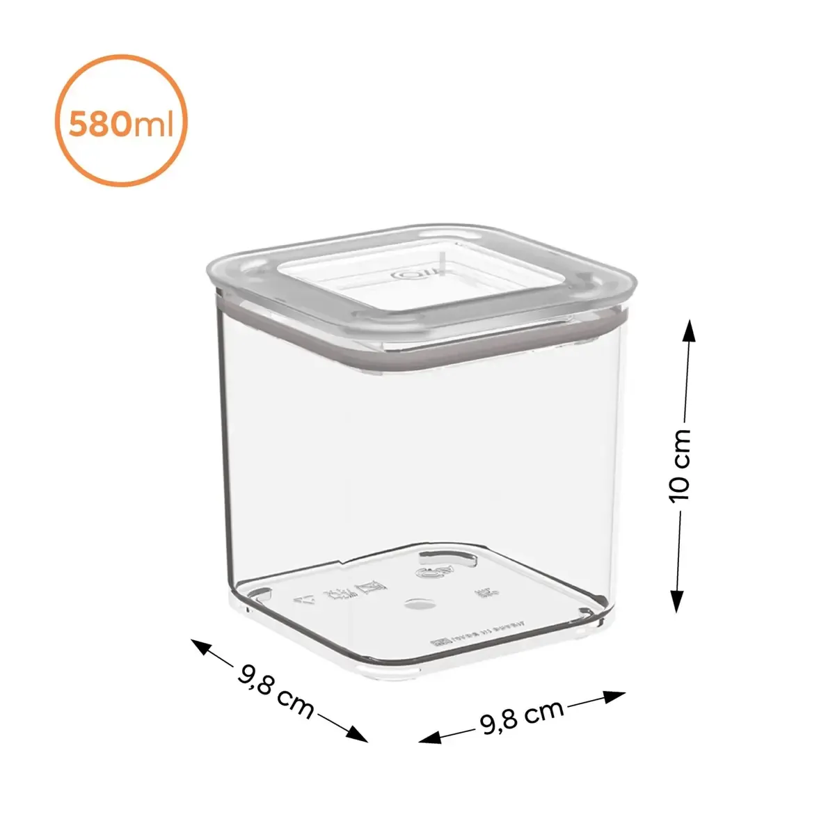 Pote Hermético 580ml Quadrado Poliestireno Cristal Modo Com Tampa 20641/3009 Coza - BRX 1020 — imagem 3