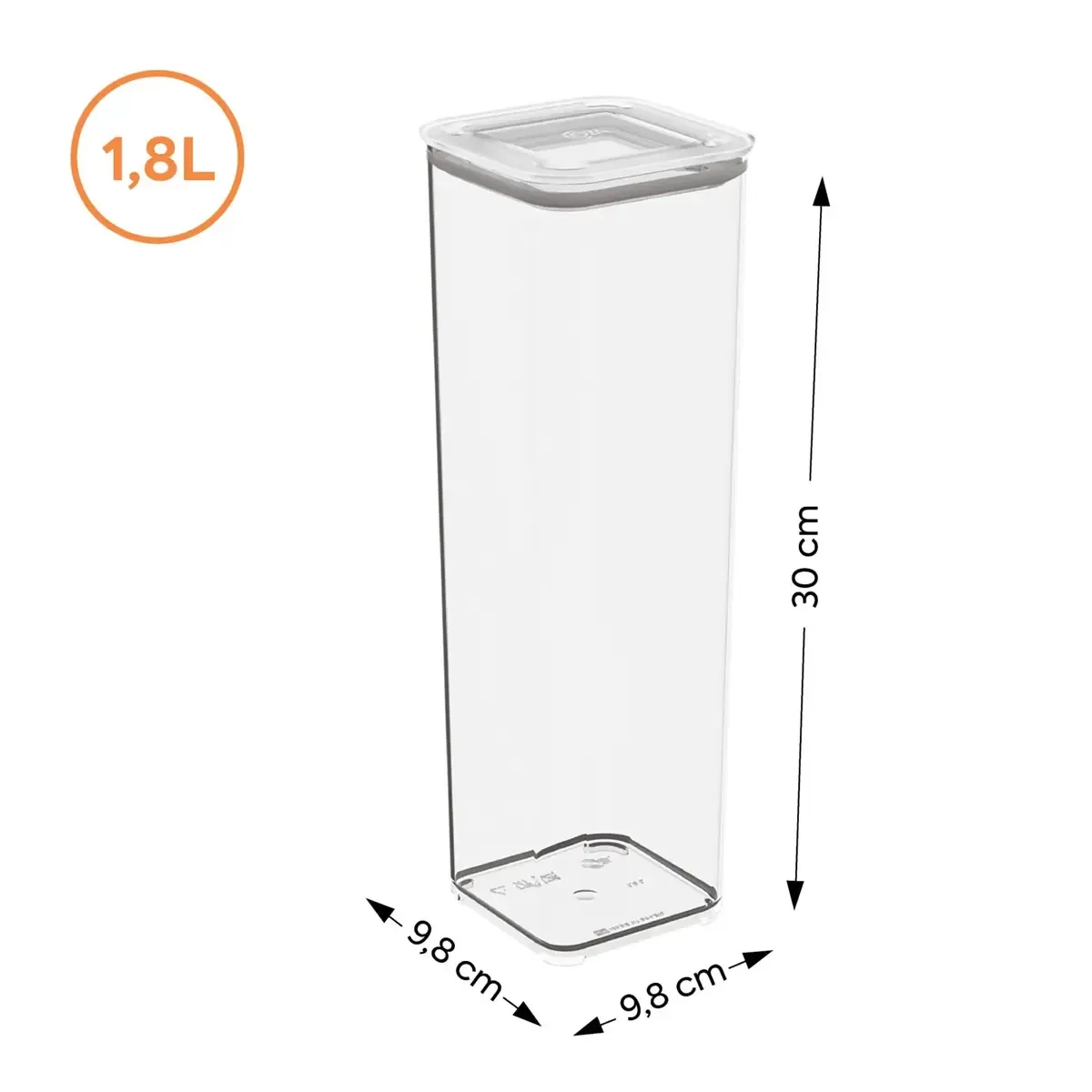 Pote Hermético 1,8L Quadrado Poliestireno Cristal Modo Com Tampa 20642/3009 Coza - BRX 1023 — imagem 3